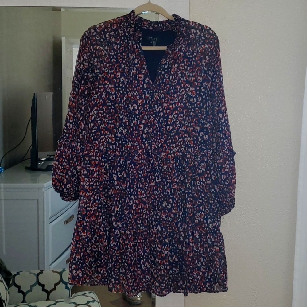 Ruffle Navy/orange dress